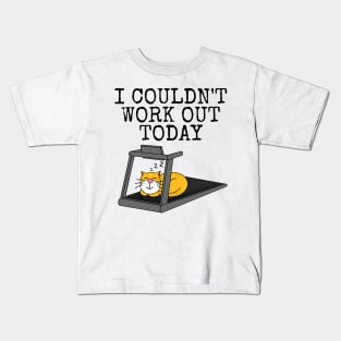 Cat Treadmill, I Couldn't Work Out Today, Fitness Funny Kids T-Shirt